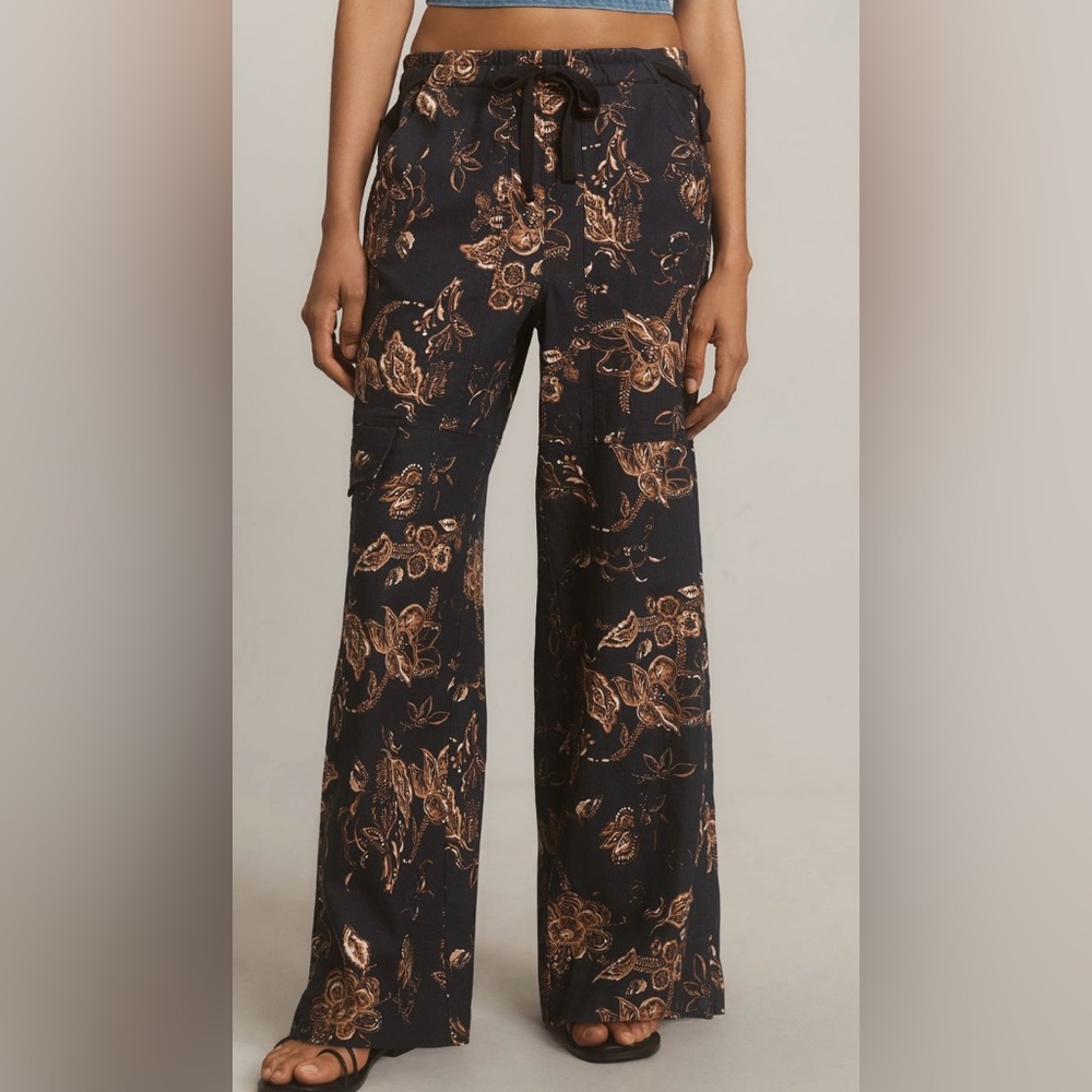 Anthropologie Pilcro Linen Pants, Navy, Size XL